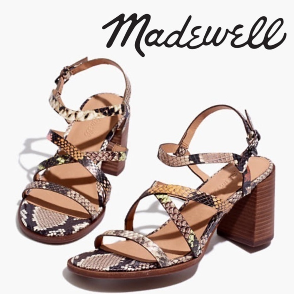 Madewell Edie Sandal Snake Embossed Leather 8.5
